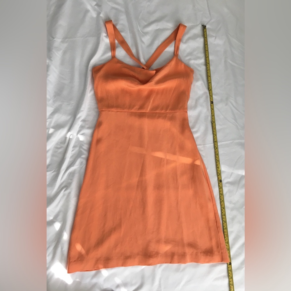 EUC Beautiful J.crew pastel orange 100%silk scoop neck short flowy dress.